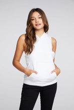 Load image into Gallery viewer, LINEN FRENCH TERRY SLEEVELESS KANGA POCKET HOODIE