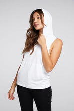 Load image into Gallery viewer, LINEN FRENCH TERRY SLEEVELESS KANGA POCKET HOODIE