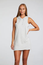 Load image into Gallery viewer, COTTON FLEECE HI LOW SLEEVELESS HOODIE DRESS