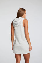 Load image into Gallery viewer, COTTON FLEECE HI LOW SLEEVELESS HOODIE DRESS