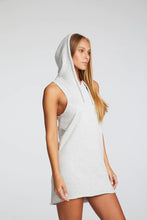 Load image into Gallery viewer, COTTON FLEECE HI LOW SLEEVELESS HOODIE DRESS