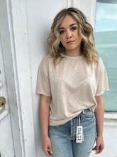 Load image into Gallery viewer, DOMENIQUE RELAXED RUCHED TIE TEXTURED TEE - Raw Linen