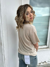 Load image into Gallery viewer, DOMENIQUE RELAXED RUCHED TIE TEXTURED TEE - Raw Linen