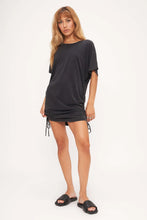 Load image into Gallery viewer, ALL DAY MINERAL WASH RUCHED SIDE DRESS - MW BLACK