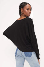 Load image into Gallery viewer, SAY SOMETHIN' NOTCH NECK LONG SLEEVE - BLACK