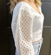 Load image into Gallery viewer, Cropped Top with Broderie Anglaise
