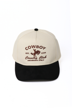 Load image into Gallery viewer, Western COWBOY COUNTRY CLUB Suede Brim Two Tone Cap
