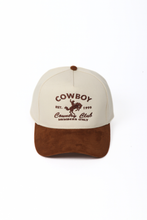 Load image into Gallery viewer, Western COWBOY COUNTRY CLUB Suede Brim Two Tone Cap
