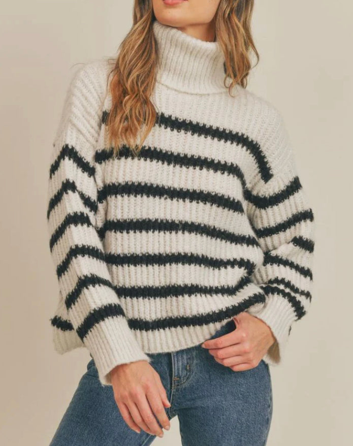 AKI Turtle Neck Striped Sweater