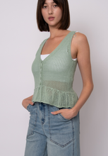 Load image into Gallery viewer, MALENA SLEEVELESS V NECK CARDIGAN-IVY GREEN
