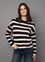 Load image into Gallery viewer, MAHEEN LONG SLEEVE CREW NECK STRIPE PULL-OVER-30YH NAVY BEIGE
