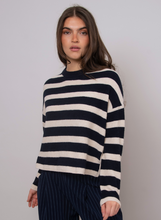Load image into Gallery viewer, MAHEEN LONG SLEEVE CREW NECK STRIPE PULL-OVER-30YH NAVY BEIGE
