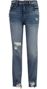 RACHAEL' HIGH RISE MOM JEAN IN MEND