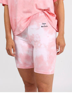 The "JUICY X BRUNETTE" Pink Marble Tie-Dye Biker Short | Juicy Couture