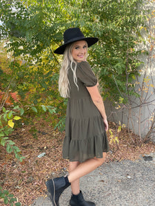 AVERY GEORGETTE V-NECK TIERED DRESS