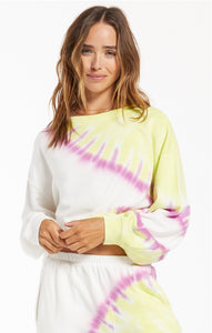 White Sunburst Tie-Dye Pullover