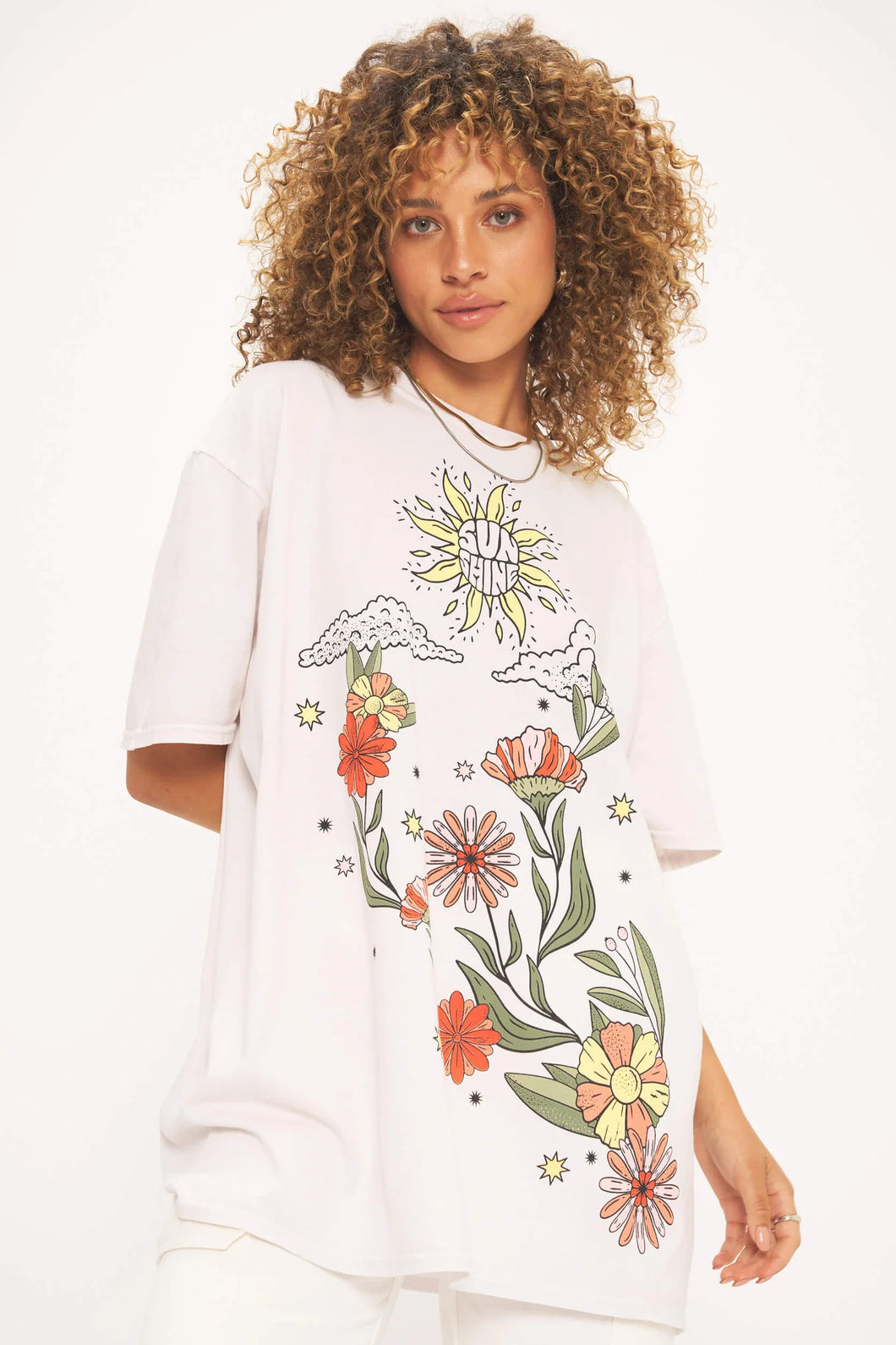 SUN COMING/MOON GOING OVERSIZED TEE - VINTAGE WHITE