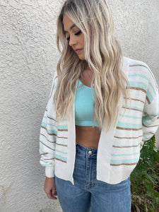 Multi Color Striped Open Cardigan